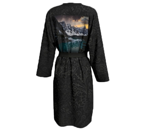 light robe peignoir for women black with Moraine Lake