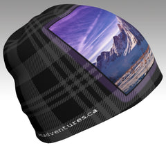Rockwall on charcoal plaid women's beanie