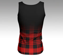 Red and black plaid butter soft tank top with Elizabeth Parker Hut under a full moon