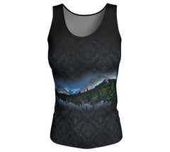 Mt Chester Tank top with charcoal damask detail