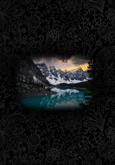 Moraine Lake on stylish black background