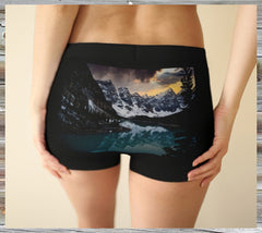 Moraine Lake on stylish black background womens underwear Boyshort panty