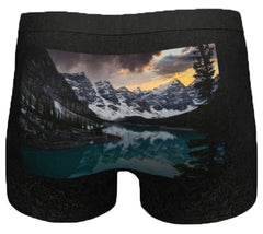 Moraine Lake on stylish black background womens underwear Boyshort panty