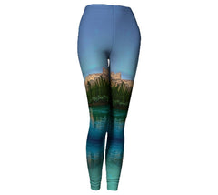 Bright Blue Leggings with Mt Rundle over the Bow River 