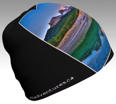 Three Sisters at sunrise on a black beanie