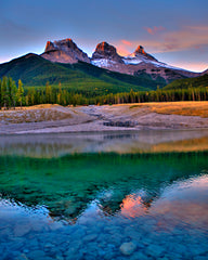 Three Sisters at sunrise on a black beanie