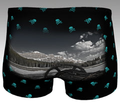 Rock & Roll Shorts with aqua skulls - Back